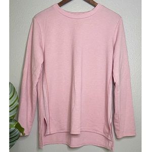 Cuddl Duds Pink Crewneck Sweatshirt with Colorful Embroidery